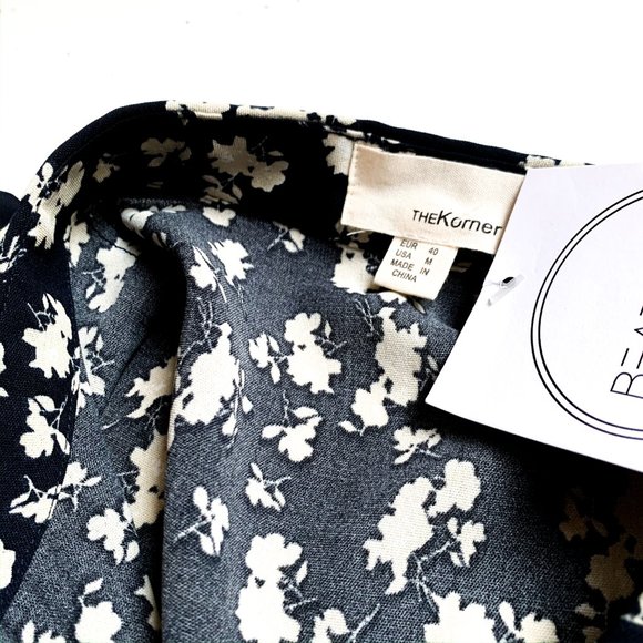 NWT the korner navy blossoms midi dress w/collar - Picture 6 of 6